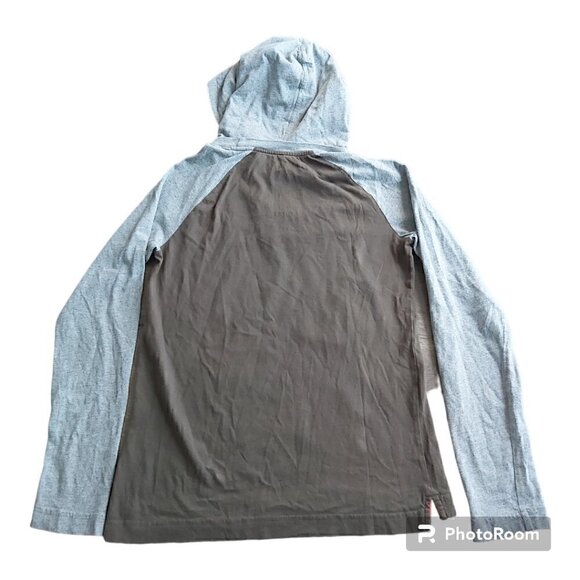 TONY Hawk Boys Large (10-12) Long Sleeved Grey/Army Green Dinosaur Shirt Hoodie - Picture 2 of 6